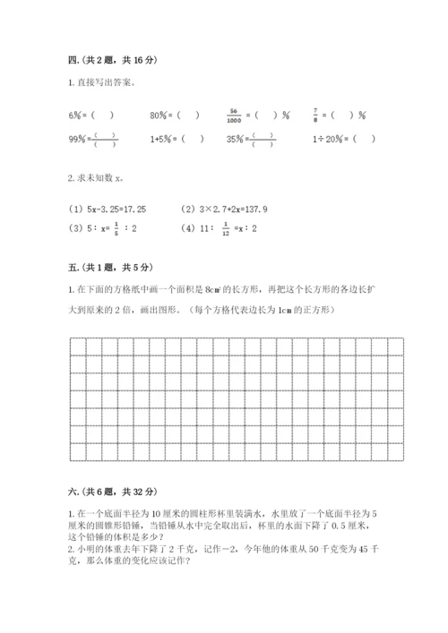 苏教版六年级数学小升初试卷及完整答案【历年真题】.docx