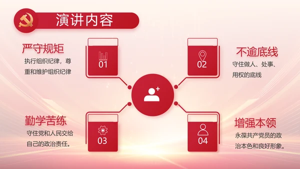 红色党建党支部党员大会工作总结动态PPT