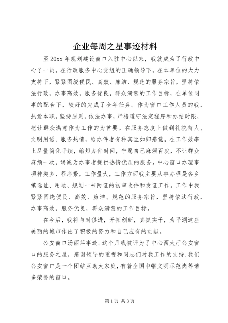 企业每周之星事迹材料.docx