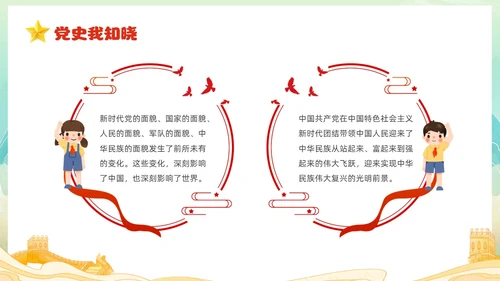 红色国潮风卡通儿童我心向党喜迎七一庆祝建党102周年主题班会建党节