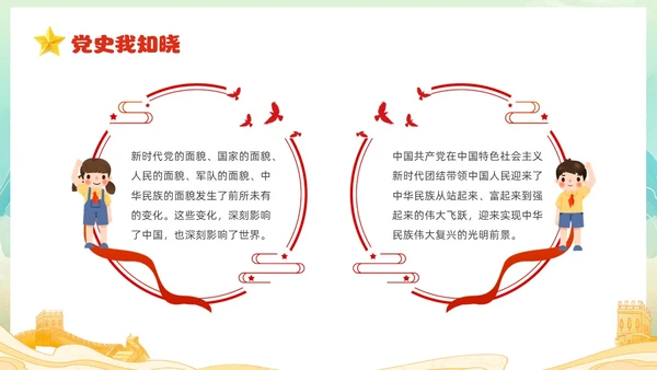 红色国潮风卡通儿童我心向党喜迎七一庆祝建党102周年主题班会建党节