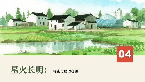 绿色手绘水彩风大学生三下乡振兴农村纪实PPT模板