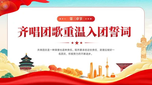 国潮红色党政青年你为什么入团团课PPT模板党建