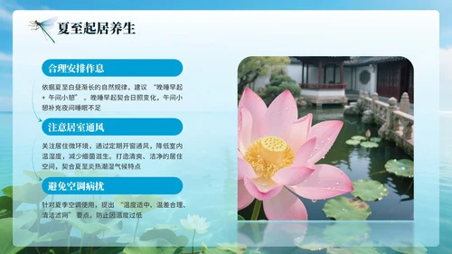 蓝色简约节日节气之夏至PPT模板