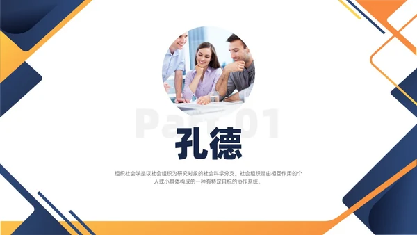 黄蓝色简约商务形状组织社会学理论PPT课件政务服务