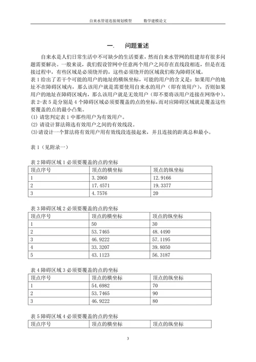 自来水管道连接规划模型