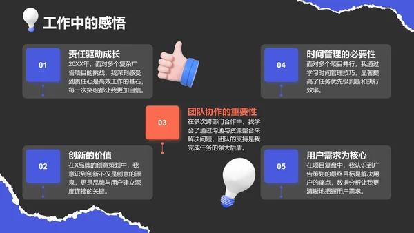 紫色创意风广告人通用年终述职汇报PPT模板