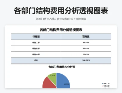 各部门结构费用分析透视图表
