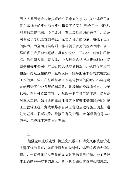 企业党小组工作总结