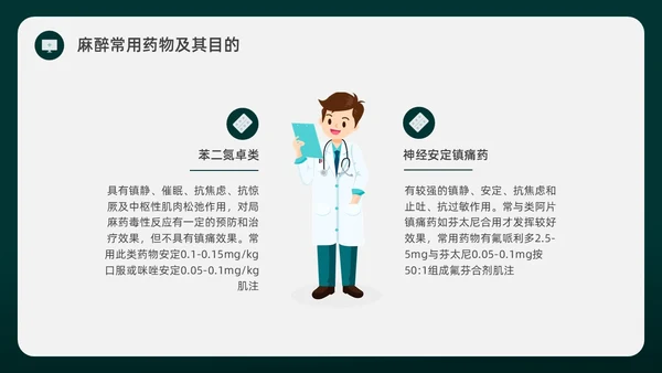 绿色水彩简约插画麻醉科普知识宣传企业培训PPT课件医疗护理
