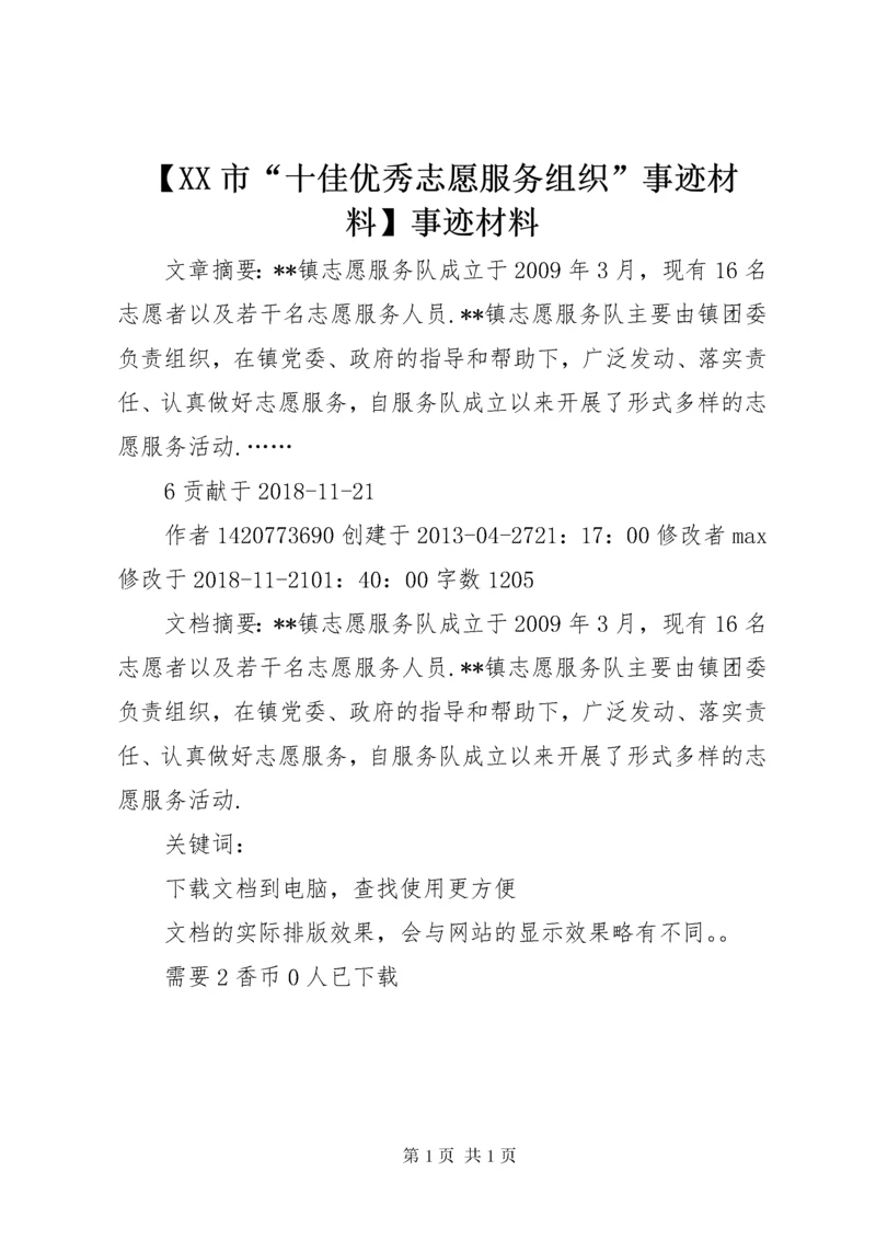 【XX市“十佳优秀志愿服务组织”事迹材料】事迹材料.docx