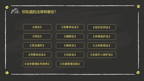 黑色黑板风卡通儿童懂法守法与法同行422日世界法律日主题班