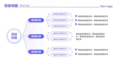 紫蓝色渐变圆矩思维导图PPT单页