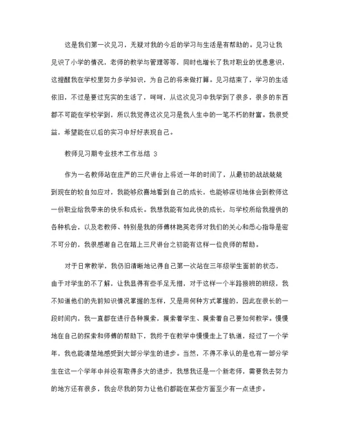 教师见习期专业技术工作总结5篇范文