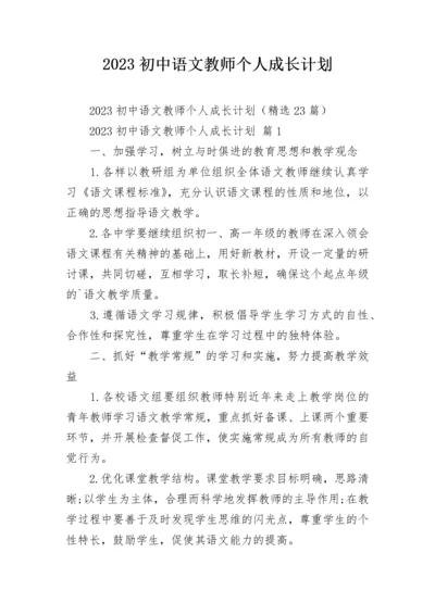 2023初中语文教师个人成长计划.docx