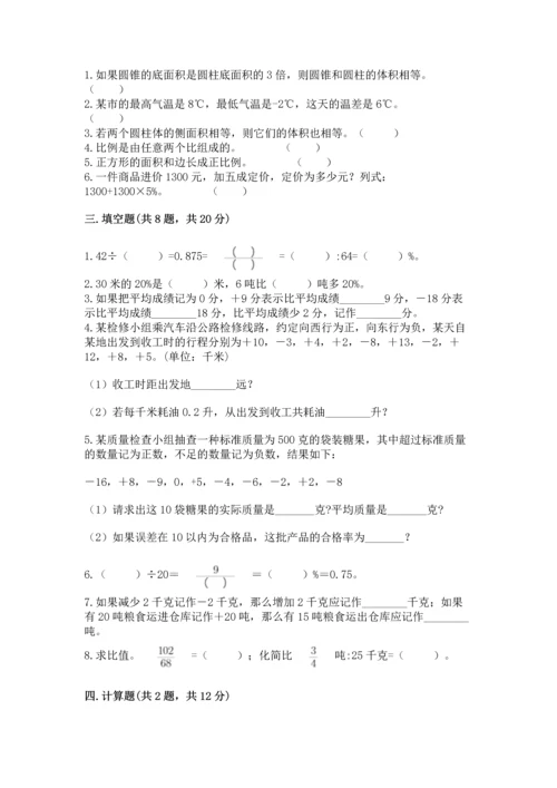 小学六年级下册数学期末测试卷附完整答案（名师系列）.docx
