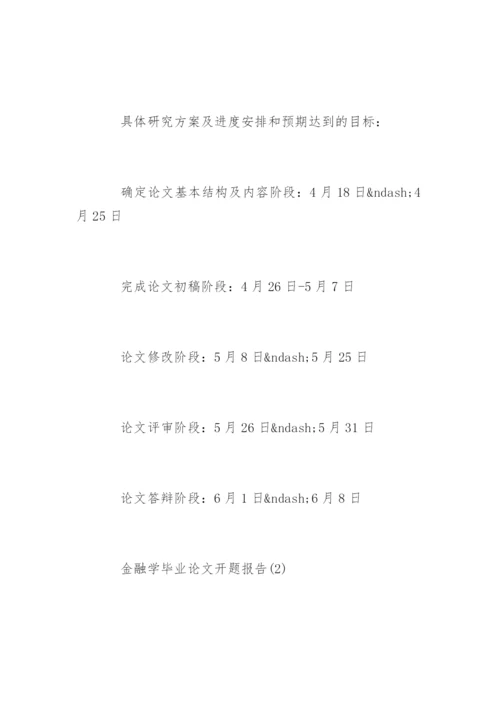 金融学毕业论文开题报告精编.docx