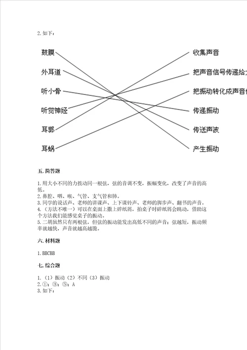 教科版四年级上册科学期末考试试卷含答案综合题