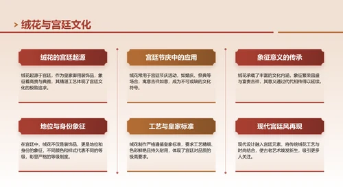 红色中国风非遗绒花的工艺魅力PPT模板