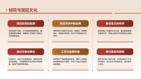 红色中国风非遗绒花的工艺魅力PPT模板