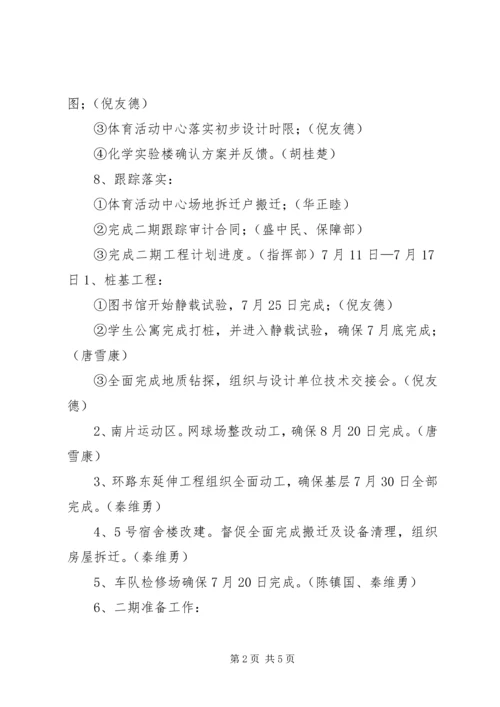 理工学院东湖校区建设指挥部周工作计划 (3).docx