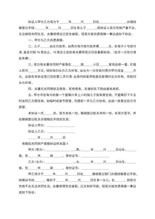 有婚后共同财产离婚协议样本(律师精选8篇).docx