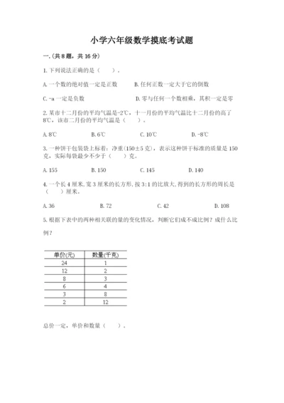 小学六年级数学摸底考试题【重点】.docx