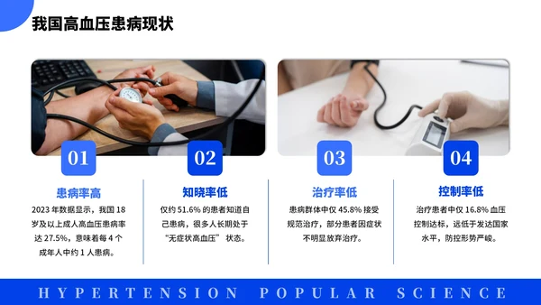 蓝色简约风全国高血压日科普PPT模板