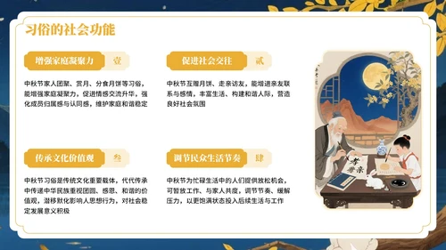 黄色中国风月满人间中秋节文化活动PPT模板