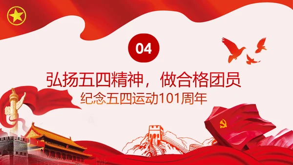 纪念五四运动101周年弘扬五四精神PPT模板