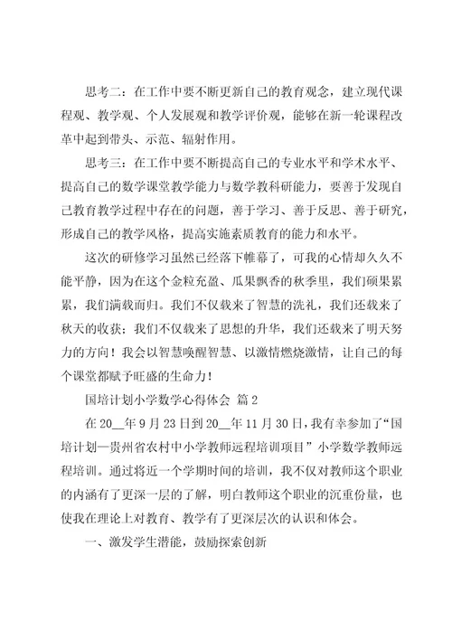 国培计划小学数学心得体会（3篇）