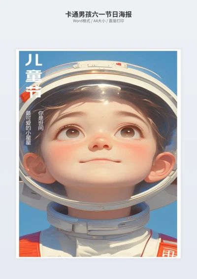 卡通男孩六一节日海报