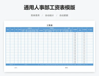 通用人事部工资表模版