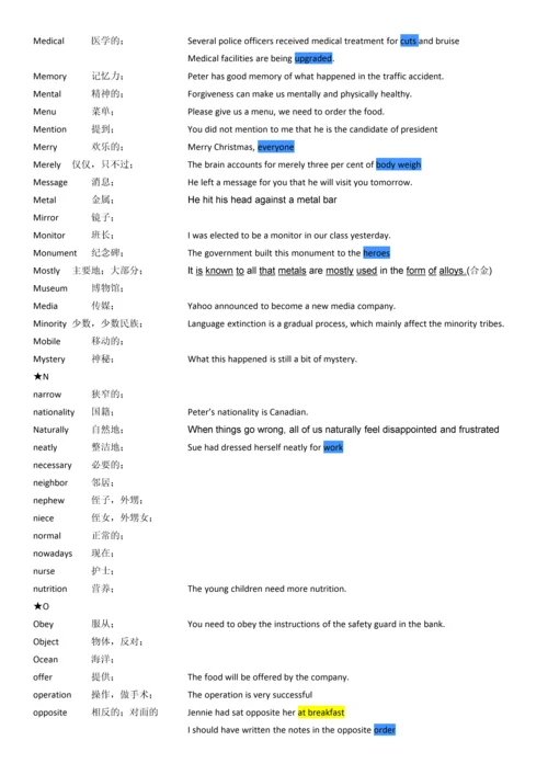 高考英语重点词汇及例句.docx