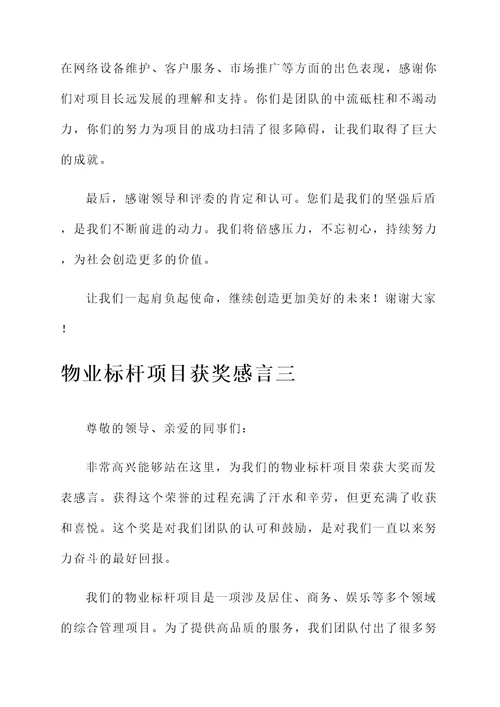 物业标杆项目获奖感言