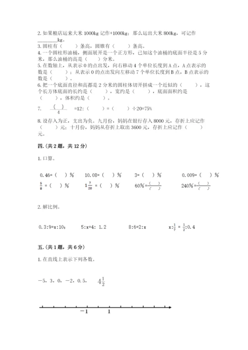 小学六年级下册数学摸底考试题及完整答案（典优）.docx