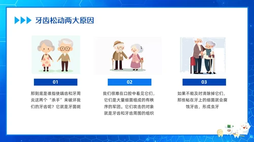 蓝色简约关爱老年人口腔健康PPT模板宣传PPT动态PPT爱牙日