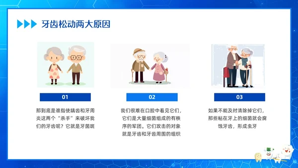 蓝色简约关爱老年人口腔健康PPT模板宣传PPT动态PPT爱牙日