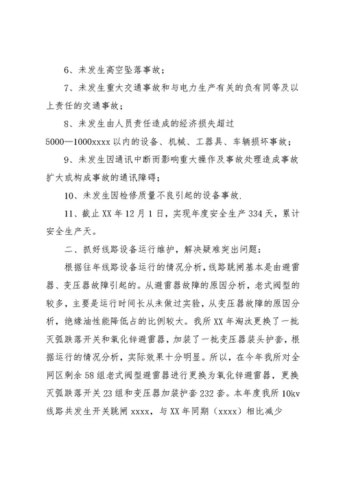电力局安全生产工作总结