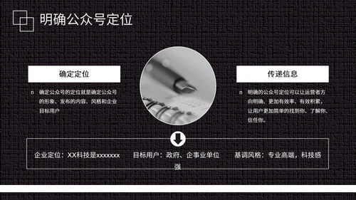 黑白微信公众号推广运营方案PPT模板