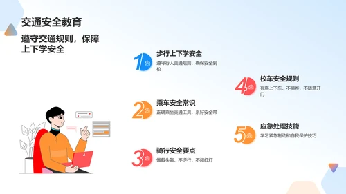 蓝色插画风全国中小学生安全教育日PPT模板