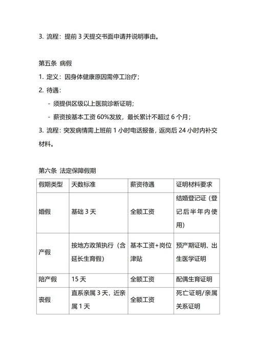 通用请假管理制度