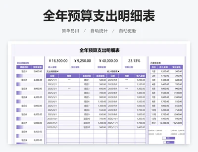 全年预算支出明细表