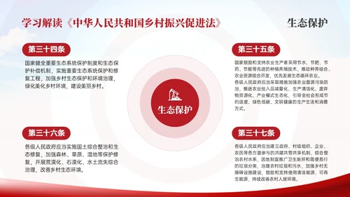 红色简约乡村振兴促进法解读学习PPT模板