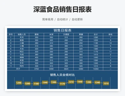 深蓝食品销售日报表