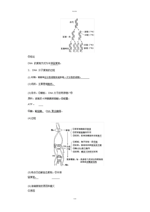 高中生物第4章遗传的分子基础第2节DNA分子的结构和复制(第2课时)DNA分子的复制学案苏教版必修2