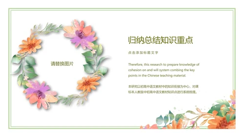 白色小清新花卉教学PPT模板