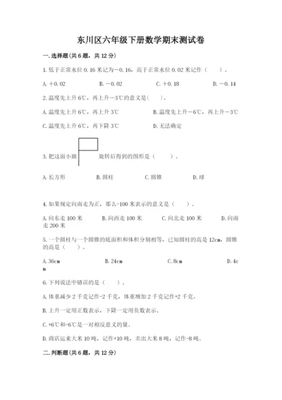 东川区六年级下册数学期末测试卷及完整答案.docx