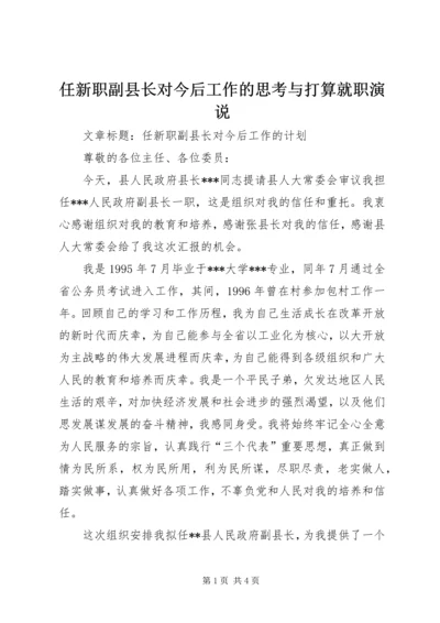 任新职副县长对今后工作的思考与打算就职演说.docx