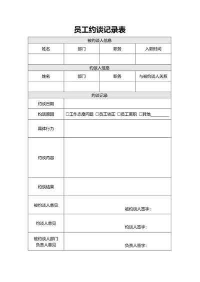 员工约谈表word模板